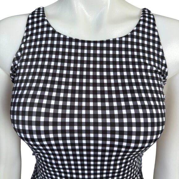 Talbots Miraclesuit black white checkered lightly padded one piece swimsuit 12 - Picture 5 of 12